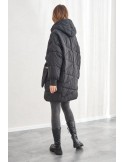 Geaca oversize calduroasa cu gluga, neagra 1537 - Magazin online - Boutique